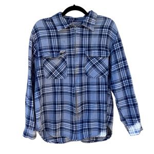 Vintage At Last Jeanswear quality, blue and white flannel Size: M